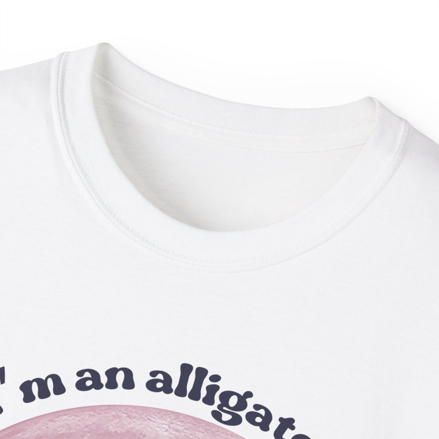 Close-up of Moonage Daydream T-shirt collar and neckline stitching detail