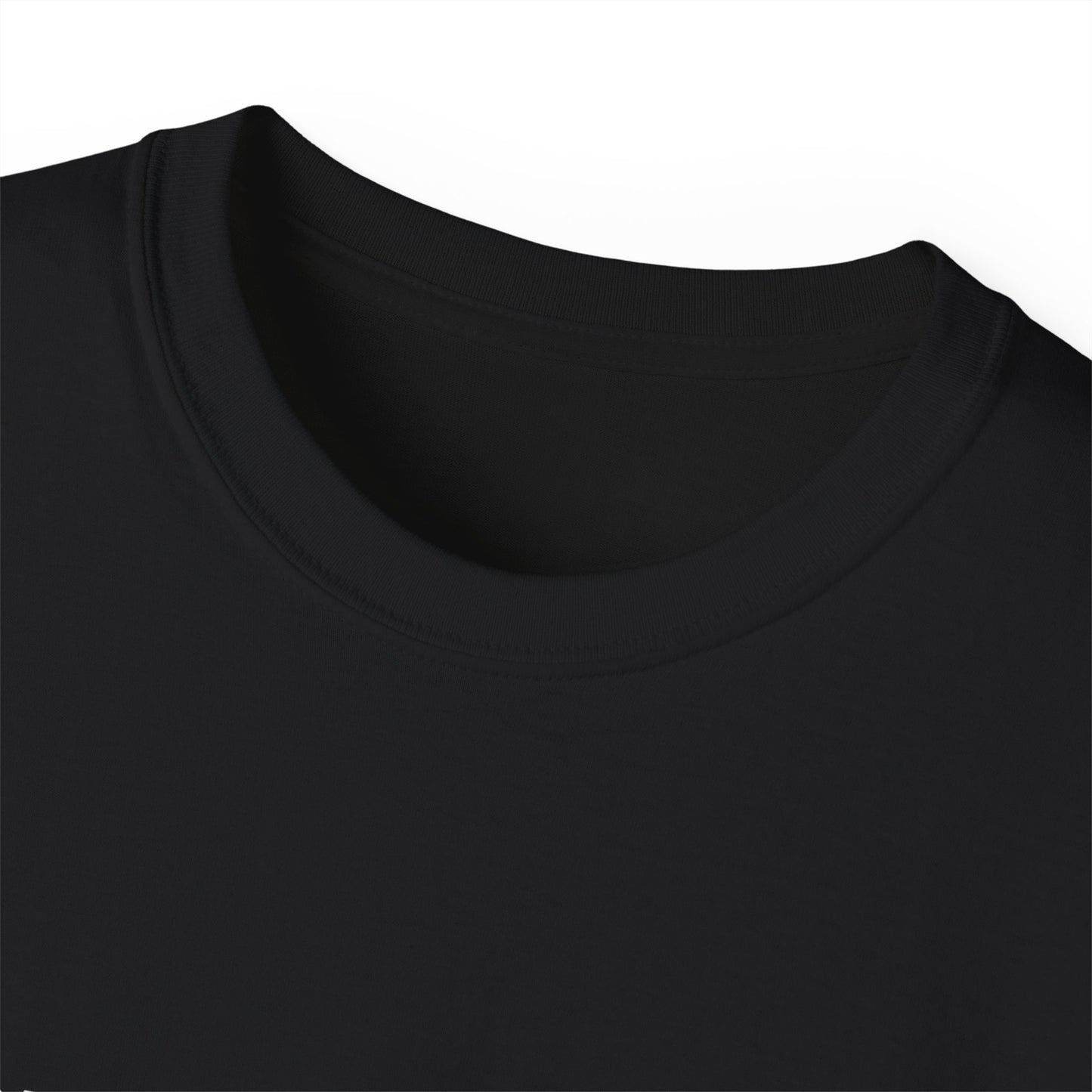 Close-up of wAIngman T-shirt collar and neckline stitching detail