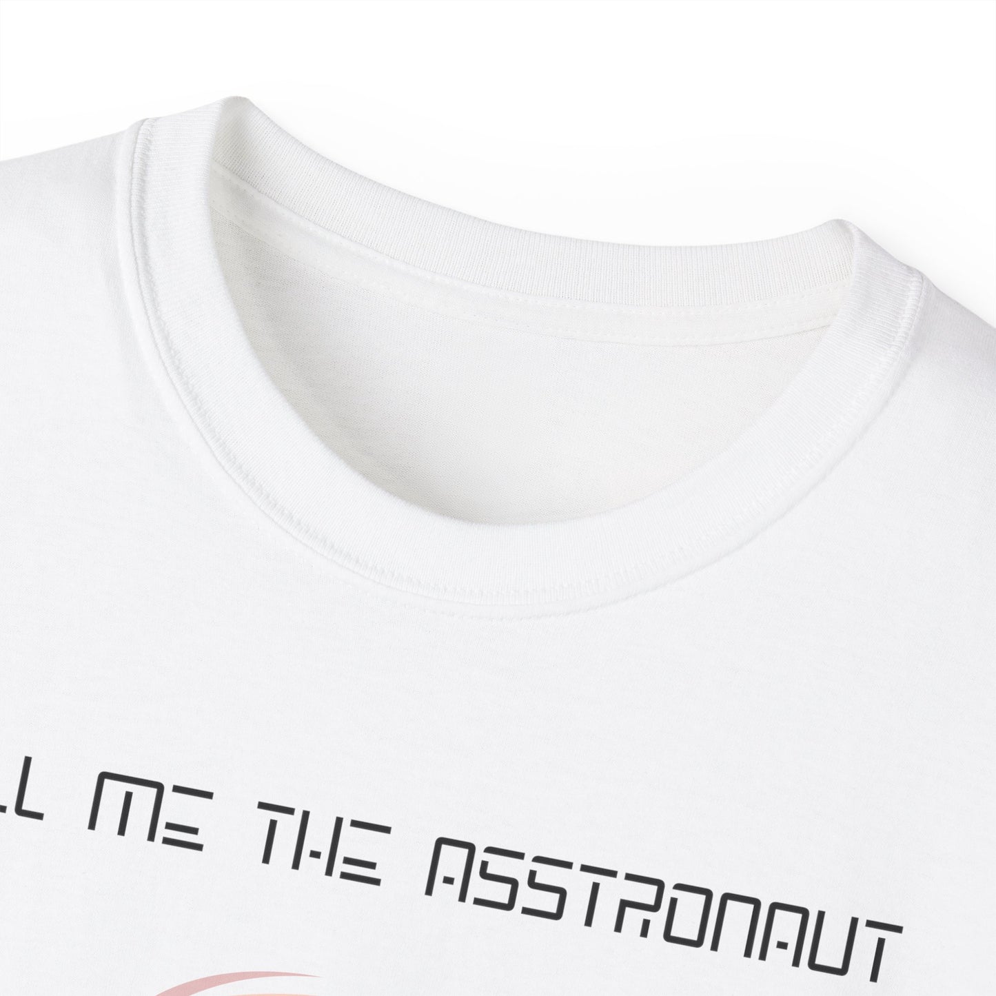 Close-up of Asstronaut T-shirt collar – soft cotton detail