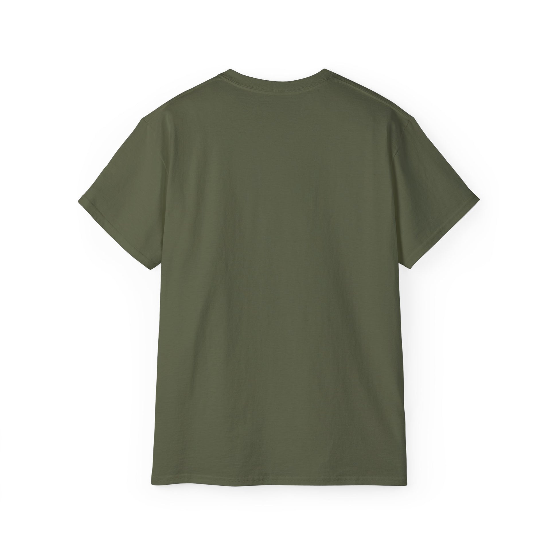 Back of Ban Me T-shirt – plain and breathable cotton, green colour version