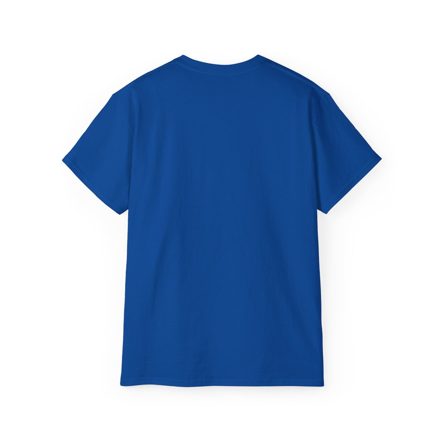 Back view of Brat Summer Cycle T-shirt – plain cotton unisex tee, blue colour version