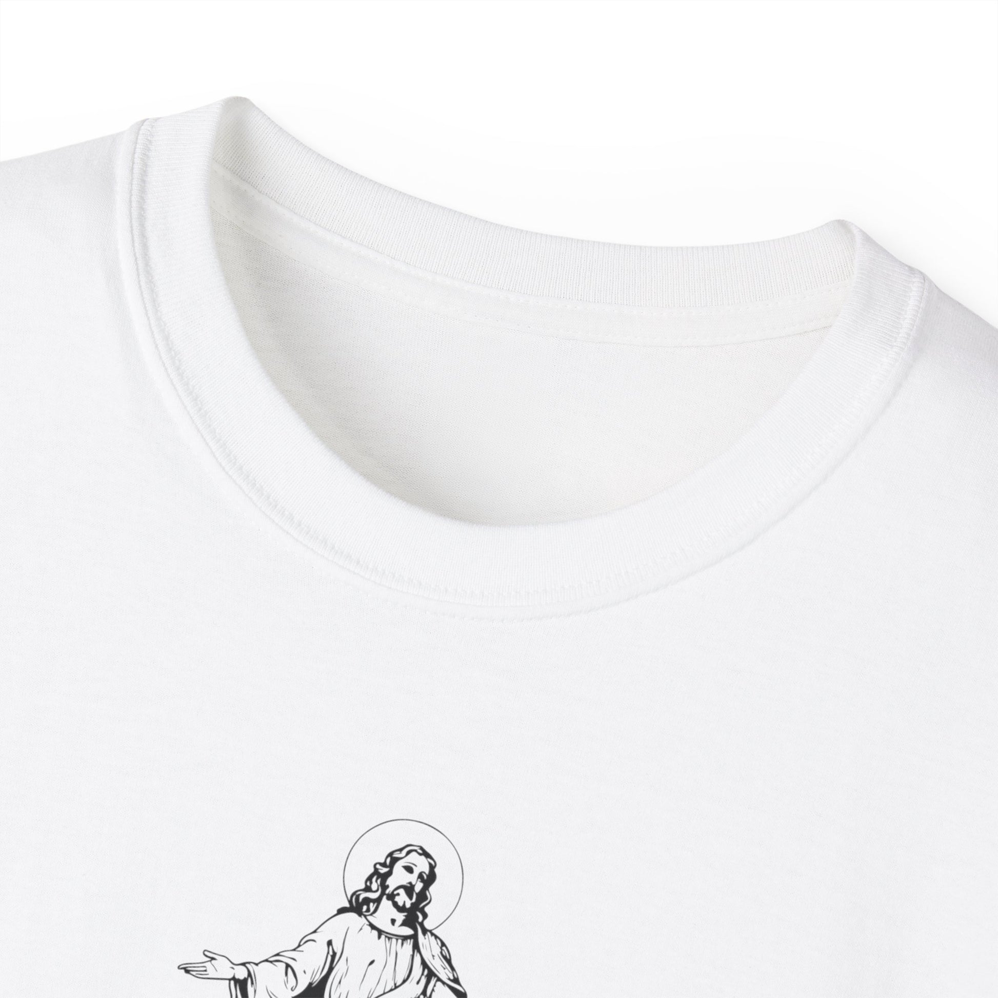 Collar detail of Good Friday Agreement funny meme shirt – unisex fit