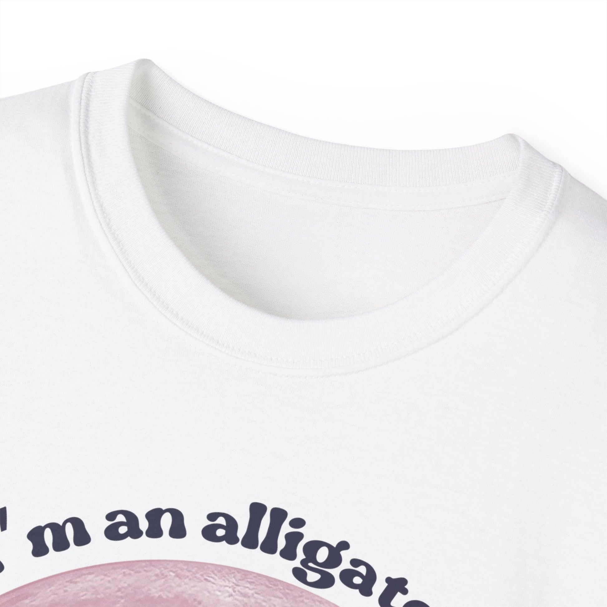Close-up of Moonage Daydream T-shirt collar and neckline stitching detail